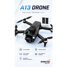 Dimute Shop A13 Drone Çift Bataryalı 4K Hd Kameralı Fırçasız Motor Akıllı Engel Sensörlü Katlanabilir Drone