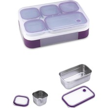 AKS Vagonlife Lunch Box 1000 ml (Sızdırmaz,karışmaz 5 Hazneli) Yeni Nesil Sefer Tası -FFLBOX40097 Mor