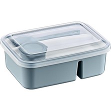 AKS Orret Home 3 Bölmeli Beslenme Kabı 920 ml Sosluklu Sızdırmaz Kapaklı Bpa Içermez Çatal Kaşık Dahil Lunch Box Bölmeli Yemek Kabı (Mavi)