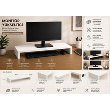 Şık Beyaz Mdf Monitör Yükseltici
