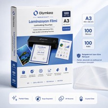 Olymkea A3 Laminasyon Filmi 100 Mikron – 100 Adet | 303 × 426 mm