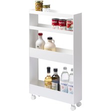 AKS Yamazaki Home Tower Ince 4 Katmanlı Tekerlekli Saklama Arabası - Mutfak Veya Banyo Için Mobil Düzenleyici, 80,5 cm - Çelik -