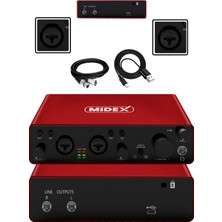 AKS Midex GLX-800RD Üst Segment USB Stüdyo Ses Kartı 2 Giriş 2 Çıkış 24BIT/192KHZ