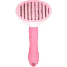 AKS Buffer® Kedi Köpek Tüy Toplayıcı Kendini Temizleyebilen Ergonomik Saplı Kullanımı Rahat Kaymaz Evcil Hayvan Tarağı Pembe