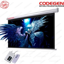 AKS Codegen Ex-18 180X180CM Siyah Fonlu Elektrikli Uzaktan Kumandalı Projeksiyon Perdesi, Beyaz