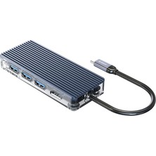 AKS Orico 8 Portlu USB 3.0 100W RJ45 1000MBPS HDMI Tf/sd Kart Okuyucu Çoklayıcı Gri