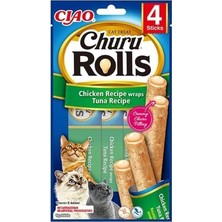 AKS Ciao Churu Rolls Sticks Tavuk Sargılı & Ton Balıklı Kedi Ödülü 10GR 4lü