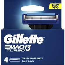 AKS Gillette Mach3 Turbo Yedek Tıraş Bıçağı 4'lü
