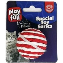 AKS Playfull Hasır Top Kedi Oyuncağı 4 cm Beyaz