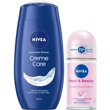 AKS Nivea Creme Care Nemlendirici Duş Jeli 250ML ve Rollon Deodorant Pearl&beauty 50ML, 72SAAT Anti-Perspirant