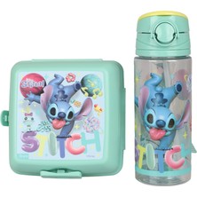 AKS Stitch Lisanslı 500 ml Matara ve 2 Katlı Beslenme Kabı Yemek Seti
