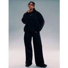 Macklin Unisex Kadın Erkek Minimal Baskılı Oversize 3 Iplik Kapüşonlu Sweatshirt ve Baggy Eşofman Altı