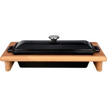 AKS Lava Döküm Ekmek Kabı ve Ahşap Standı, 11X29CM