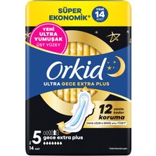 AKS Orkid Ultra Hijyenik Ped Gece Ekstra Plus (Boy 5) Süper Ekonomik Paket 14 Adet Ped