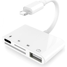 AKS Moddestore Lightning iphone Uyumlu Lightning To USB Lightning Micro Sd Tf Kart Okuyucu Çevirici Dönüştürücü Adaptör+Microsd+Sd+Usb Girişler 3343
