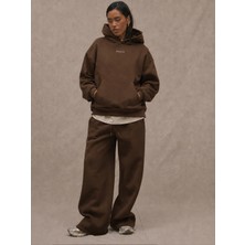 Macklin Unisex Kadın Erkek Minimal Baskılı Oversize 3 Iplik Kapüşonlu Sweatshirt ve Baggy Eşofman Altı