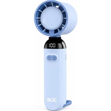 AKS Katlanabilir El Tipi Mini Fan, 12000 Rpm Güçlü Hava Akışlı, 5 Kademeli Dijital Göstergeli, Type-C Şarjlı Taşınabilir Soğutucu Fan