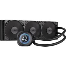 AKS Corsair Nautilus 360 Rs LCD Sıvı Cpu Soğutucu - 2,1 Inç IPS LCD Ekran, 360 mm Aıo, Düşük Gürültülü, Papatya Zinciri, Intel Lga 1851/1700, Amd Am5/am4-3x RS120 Fanlar Dahil - Siyah