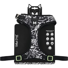 AKS M-Pets Urban Style Siyah/beyaz Easy Fit Köpek Göğüs Tasması (L)