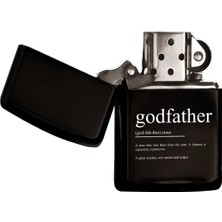 AKS Bk Gift Godfather Tasarımlı Renkli Baskılı Siyah Benzinli Metal Çakmak