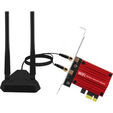Wifi 6e Ağ Kartı, Intel AX210 Çipli, Pcie, Tri-Band (2.4/5/6ghz), Bluetooth 5.3, 1.2m Kablolu 6 Dbi Antenli