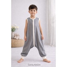 AKS Yazlık Bebek Çocuk Uyku TULUMU%100 Pamuk Çift Kat Müslin Kumaş 0.5 Tog Oeko-Tex Sertifikalı Kolsuz Nefes Alan Terletmeyen Gri 3-7 Yaş