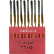 AKS Beıssel Beissel Dbx1 Sanayi Tipi Düz Makine Ince Dipli Iğne 9/65 Numara Altın Ses Uçlu 10 Adet (1 Paket)
