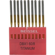 AKS Beıssel Beissel Dbx1 Sanayi Tipi Düz Makine Ince Dipli Iğne 8/60 Numara Altın Ses Uçlu 10 Adet (1 Paket)