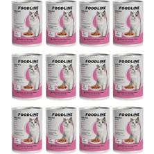 AKS Foodline Tavuklu Yavru Kedi Konservesi 400 Gr, Gravy Sos Içerisinde Parça Etli (400 gr x 12 Adet, Tavuk)