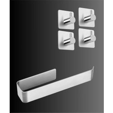 AKS Deltahome Paslanmaz Çelik Yapışkanlı Havluluk 27CM - 4 Adet Havlu Askısı Set - Anında Kolay Montaj Vida Yok!