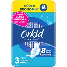 AKS Orkid Ultra Hijyenik Ped Uzun Extra (Boy 3) Süper Ekonomik Paket 16 Adet Ped
