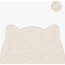 AKS SILICONLY%100 Silikon Kokusuz Plastik ve Pvc Içermez Kedi Beslenme Paspası Kedi Mama Matı Ekru