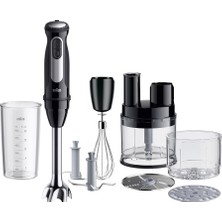 AKS Braun Multiquick 5 Pro MQ55755M, 25 Hız Kademeli El Mikseri, Easy Click System Plus, 1000 W, Siyah, Mini Mutfak Robotu, Doğrayıcı, Çırpma Teli, Karıştırma ve Ölçüm Kabı (600 Ml)