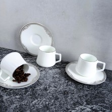 AKS Evaliza Versailles Platin Double 6 Kişilik Kahve Fincan Takımı 130 ml