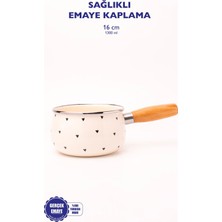 AKS Black Cupid Ahşap Saplı Kalp Desenli Emaye Sos Tavası 1,3 Litre