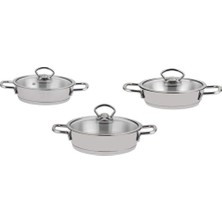 AKS Silver 6 Parça Paslanmaz Çelik Sahan Seti (16-18-20 Cm)