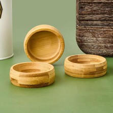 AKS Meturas 3'lü Bambu Çerezlik Sosluk Seti Doğal Bambu Sunum Kabı Tabak