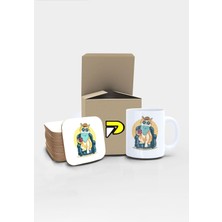 AKS Postermanya Elit Kedi Tasarımlı Baskılı Kupa Bardak Seti, Eğlenceli Özel Hediye Mug