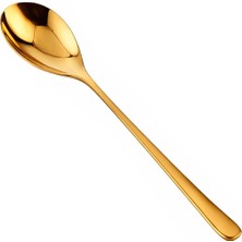 AKS Vıvaluxe Altın Renk Paslanmaz Çelik Kaşık, Modern ve Lüks Tasarım, Ergonomik Tutuş, Dayanıklı Çelik Yapı, Şık Sunumlar, Sofra Servisi, Restoran ve Günlük Kullanım Için Premium Kalite