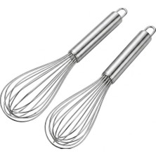 AKS Deconox 2'li Paslanmaz Çelik Mini Çırpıcı Seti, 20 cm Tel Çırpıcı, Metal Saplı Yumurta Sos Krema Karıştırıcı, Askı Halkalı Mutfak Çırpma Aparatı