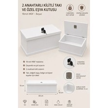 Bozkurt Cnc Değerli Eşya Kutusu 2 Anahtarlı Kilitli Beyaz Takı ve Özel Eşya Kutusu %100 Mdf Dekoratif Güvenli