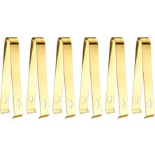 AKS 6 Adet Çelik 16,2 cm Gold Buz ve Şeker Maşası MT128SR-6