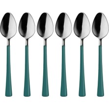 AKS 6 Parça Çay Kaşığı Seti, Paslanmaz Çelik, Gümüş Yeşil, 11 Cm, 70 Gram, El Yıkama