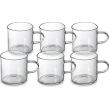 AKS Deconox 6'lı Borosilikat Cam Mini Kupa Seti - 130 ml Tek Cidarlı, Altlıksız Türk Kahvesi ve Espresso Fincanı Takımı