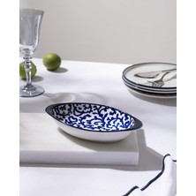 AKS Reve Bleu Reneta Oval Tabak - 19 cm - Mavi/beyaz