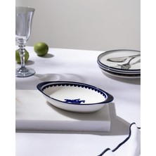 AKS Reve Bleu Tierra Oval Tabak - 19 cm - Mavi/beyaz