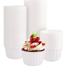 AKS Trend Hediye Sepeti 50'li Beyaz Muffin Kek Kalıbı, Kek Kapsülü Cupcake Kalıbı, Airfryer Uyumlu
