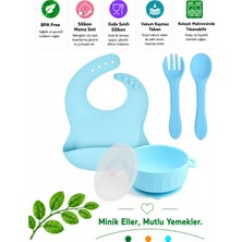 Jojobebek Silikon Beslenme Seti Silikon Vakumlu Kapaklı Mama Kase , Silikon Önlük, Silikon Kaşık