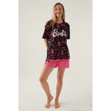 Barbie Comfortable Siyah Kadın Şort Takım