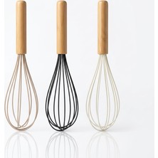 AKS Deconox 30 cm Bambu Saplı Silikon Çırpıcı, Kek Hamuru Sos Krema Yumurta ve Karışımlar Için El Çırpıcısı, Yapışmaz Yüzeylere Uygun, 3 Renk Asorti Karışık Gönderim